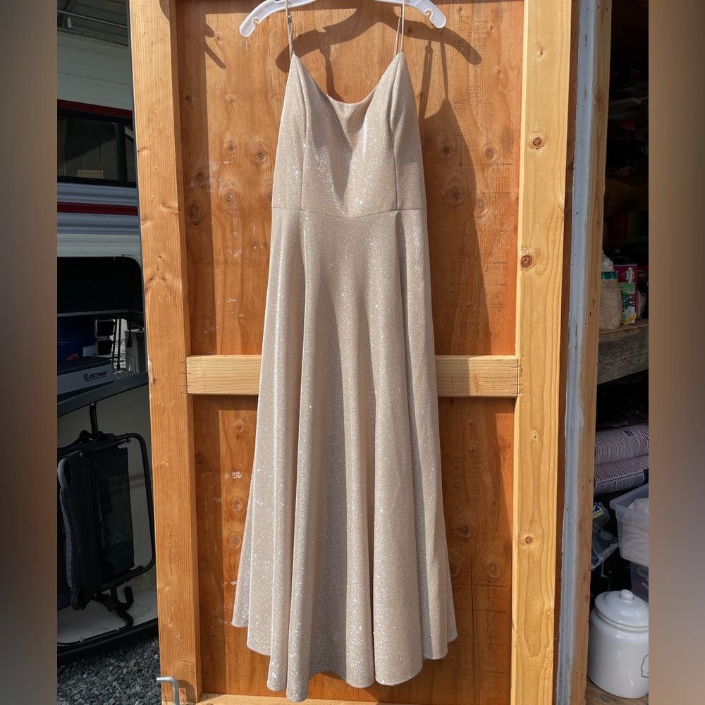 Jules & Cleo Gold Glitter Gown, Slit, POCKETS! Size 16, Formal Dress, Prom